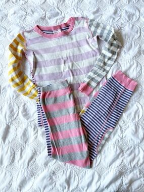 Hanna Andersson Mix It Up Long John Pajamas Multicolor Stripes Organic Cotton 10